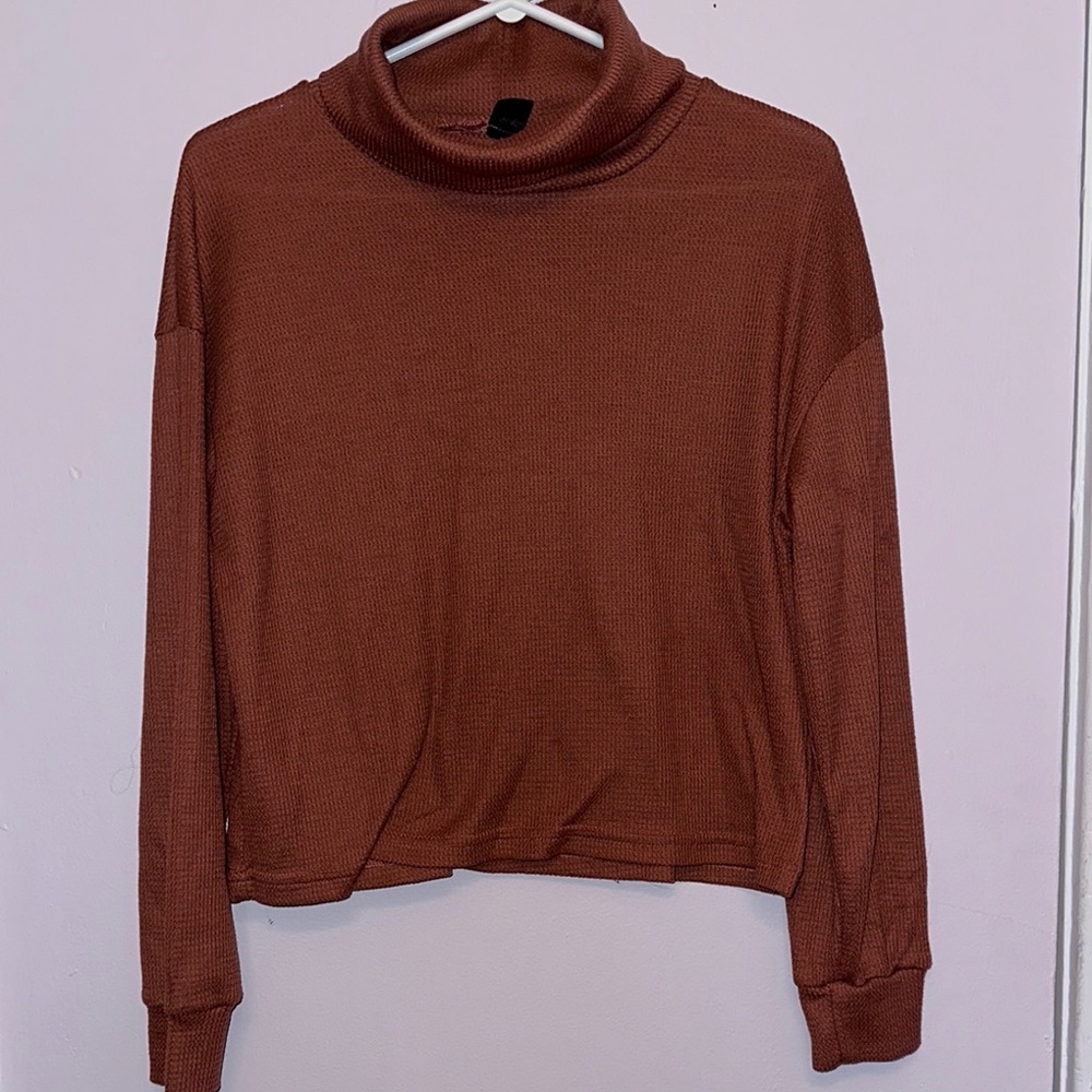 SHEIN Waffle-Knit Long Sleeve Turtleneck